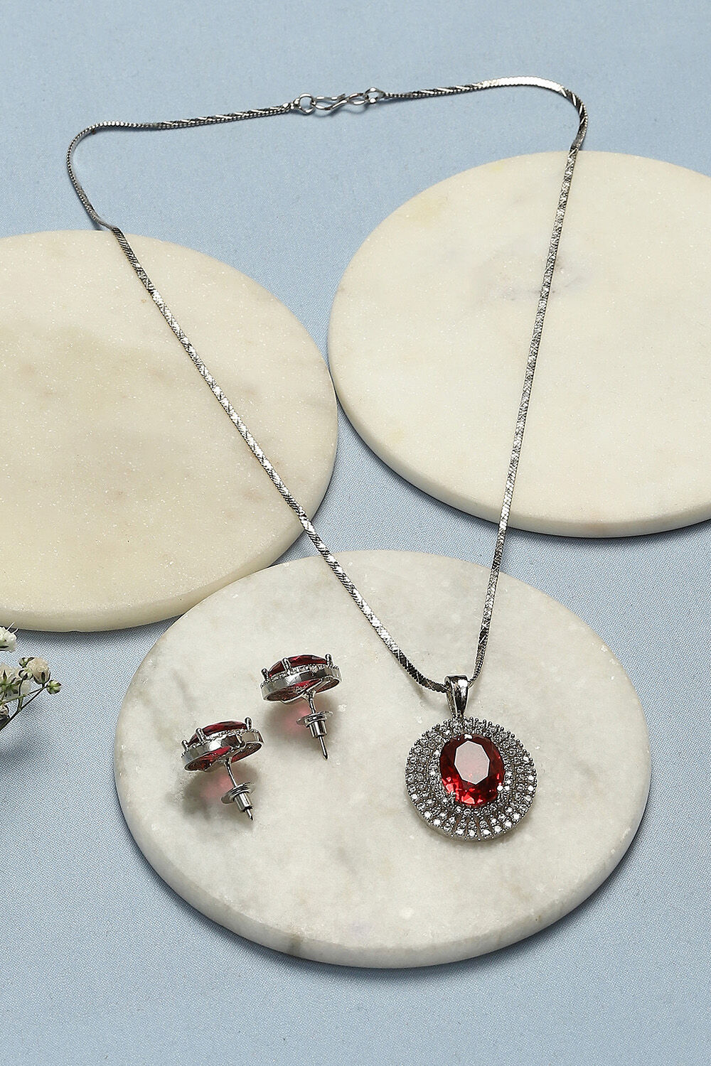 Ruby Brass Necklace Set
