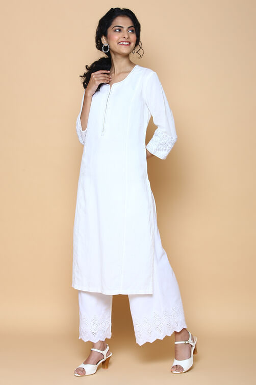 White cotton linen Kurta image number 2