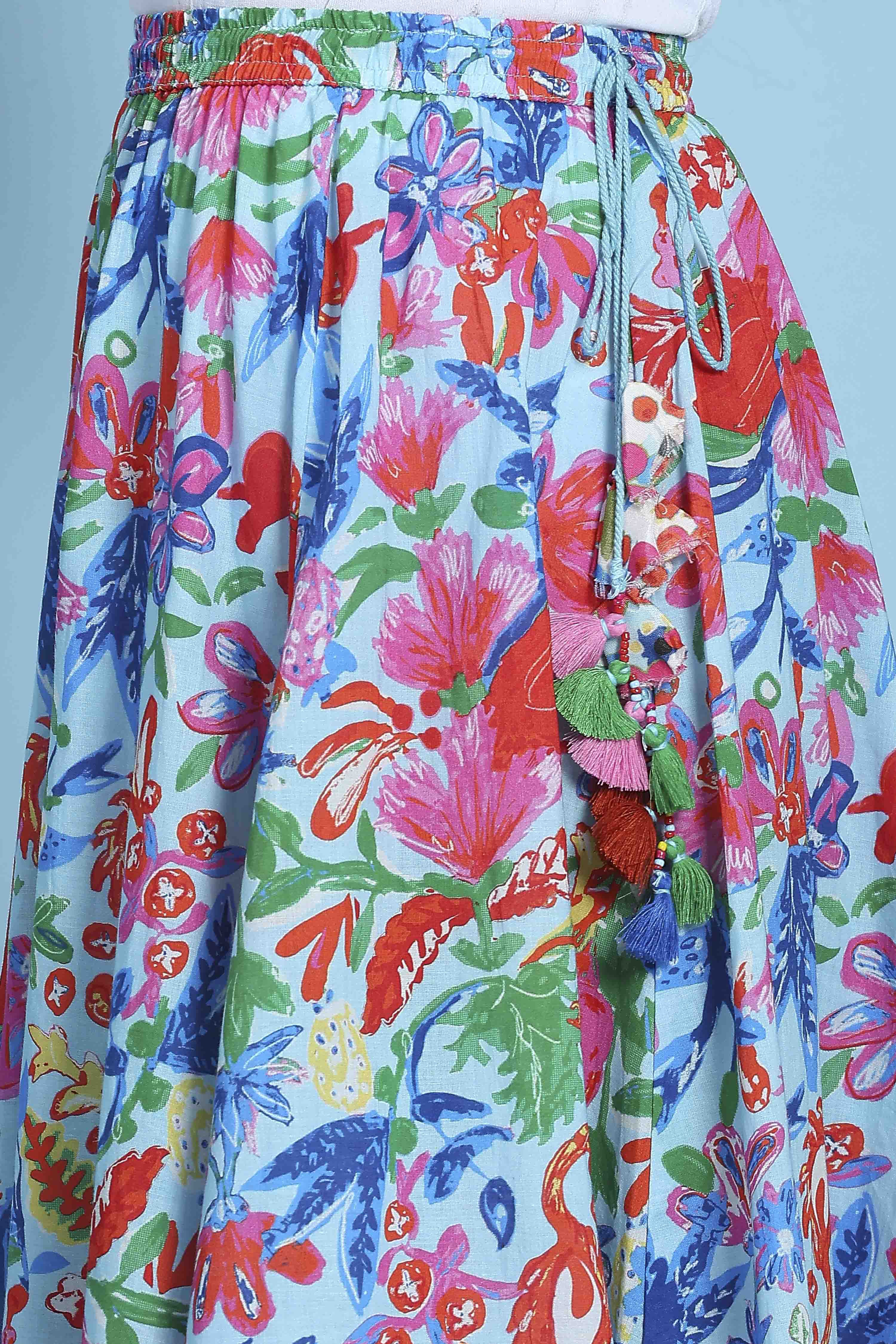 Light Pink Viscose Rayon Flared Printed Lehenga Set image number 2