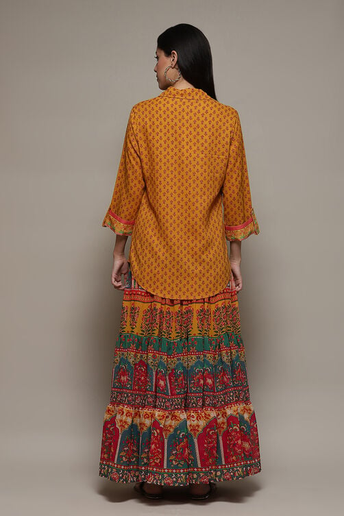 Yellow Rayon Straight Printed 2 Piece Set image number 4