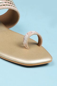 Gold Embellished Toe Ring Sandals image number 1