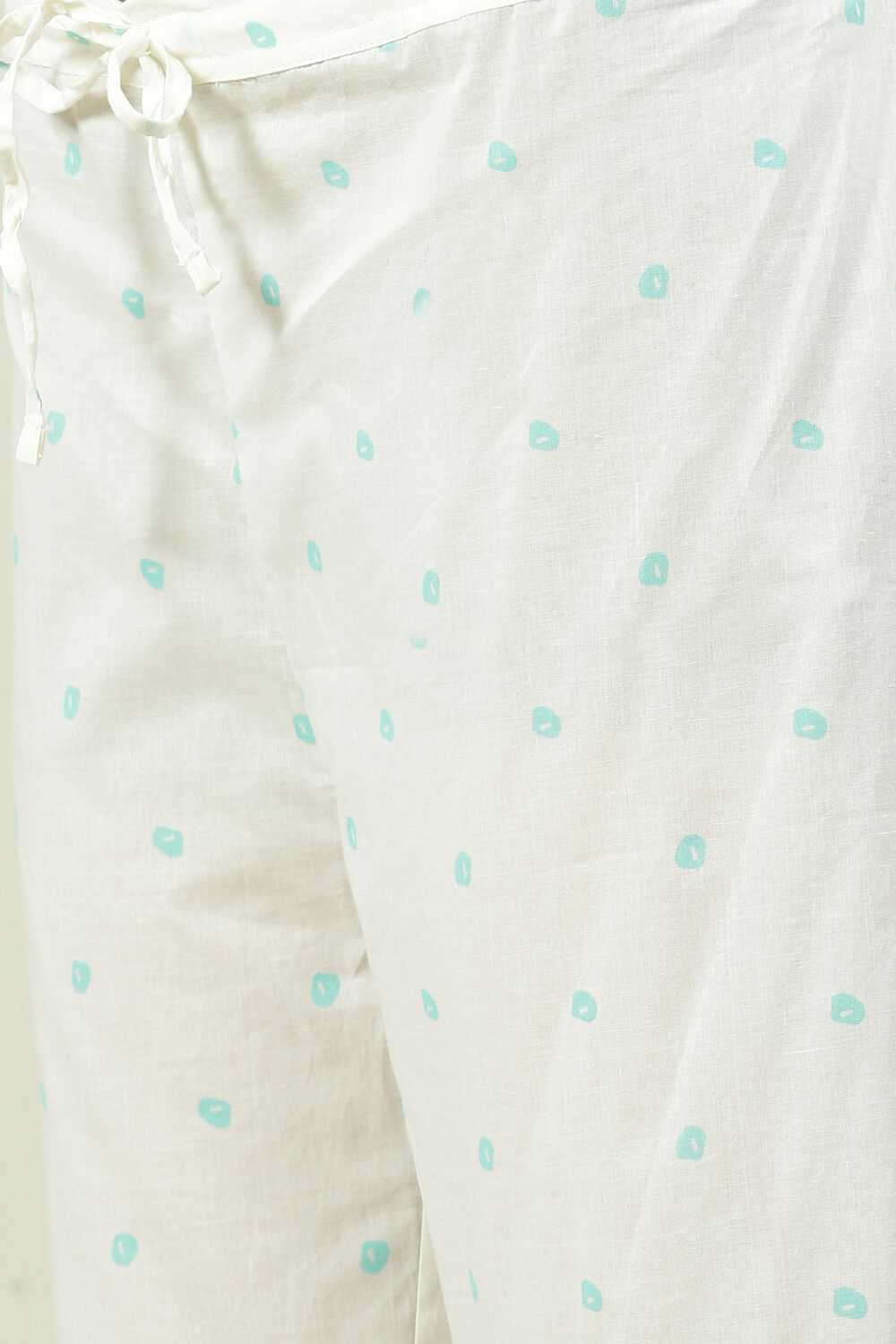 Aqua Blue and White Cotton Straight Suit Set image number 3