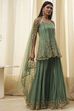 Green Net Embroidered Kalidar Suit Set image number 5