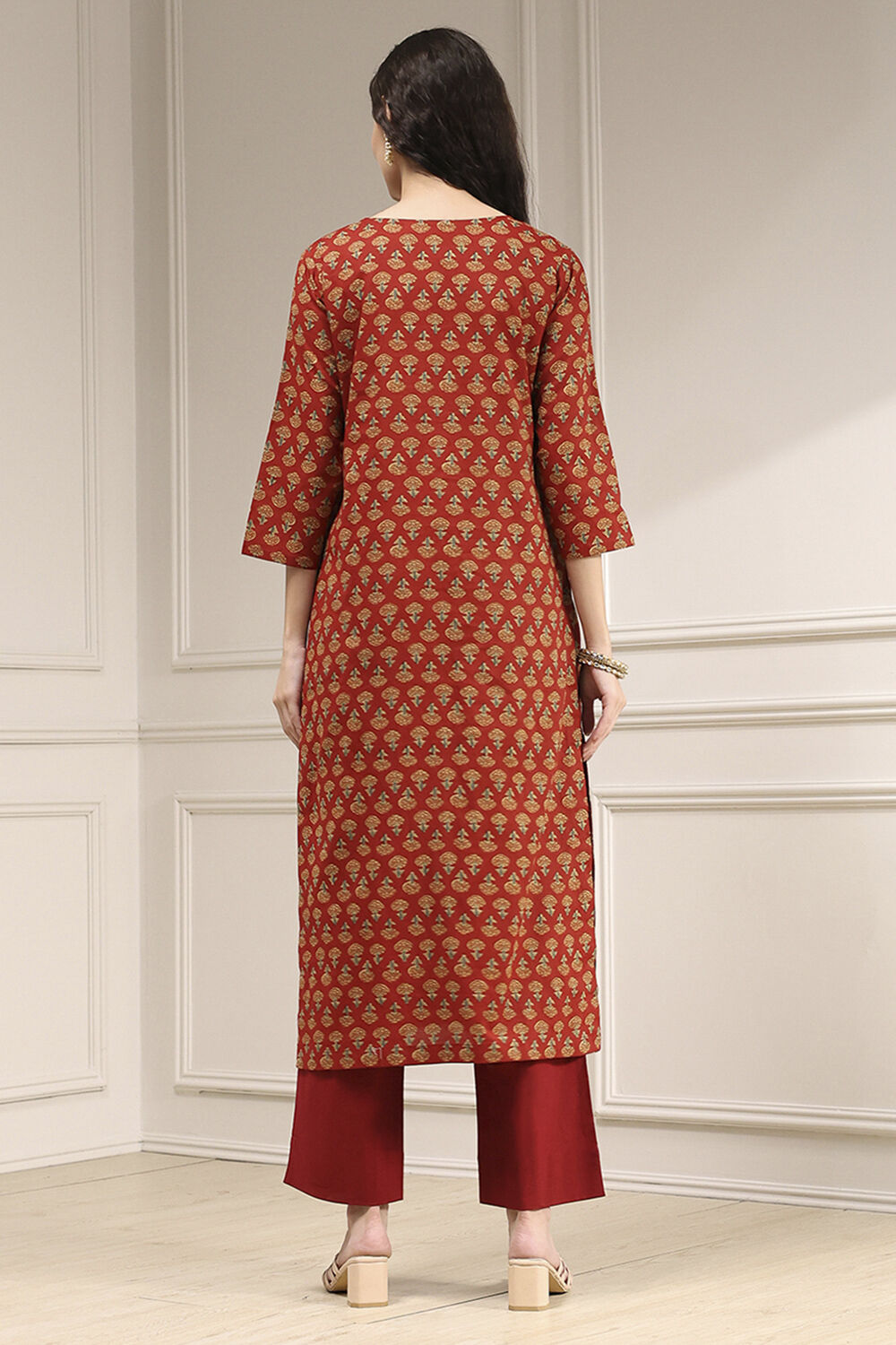 Blue Cotton Screen Print Unstitched Suit Set image number 5