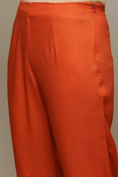 Burnt Orange Rayon Straight Kurta Pants Suit Set image number 2