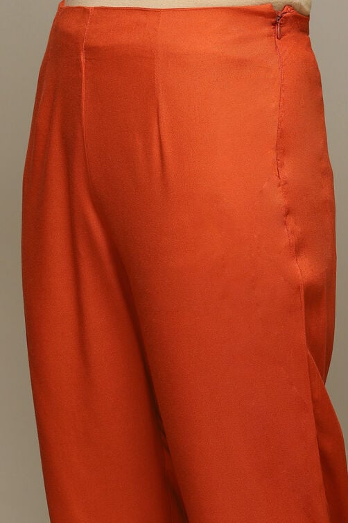 Burnt Orange Rayon Straight Kurta Pant Suit Set image number 2