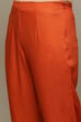 Burnt Orange Rayon Straight Kurta Pant Suit Set