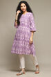 Purple Cotton IKAT Straight Yarndyed Kurta image number 2