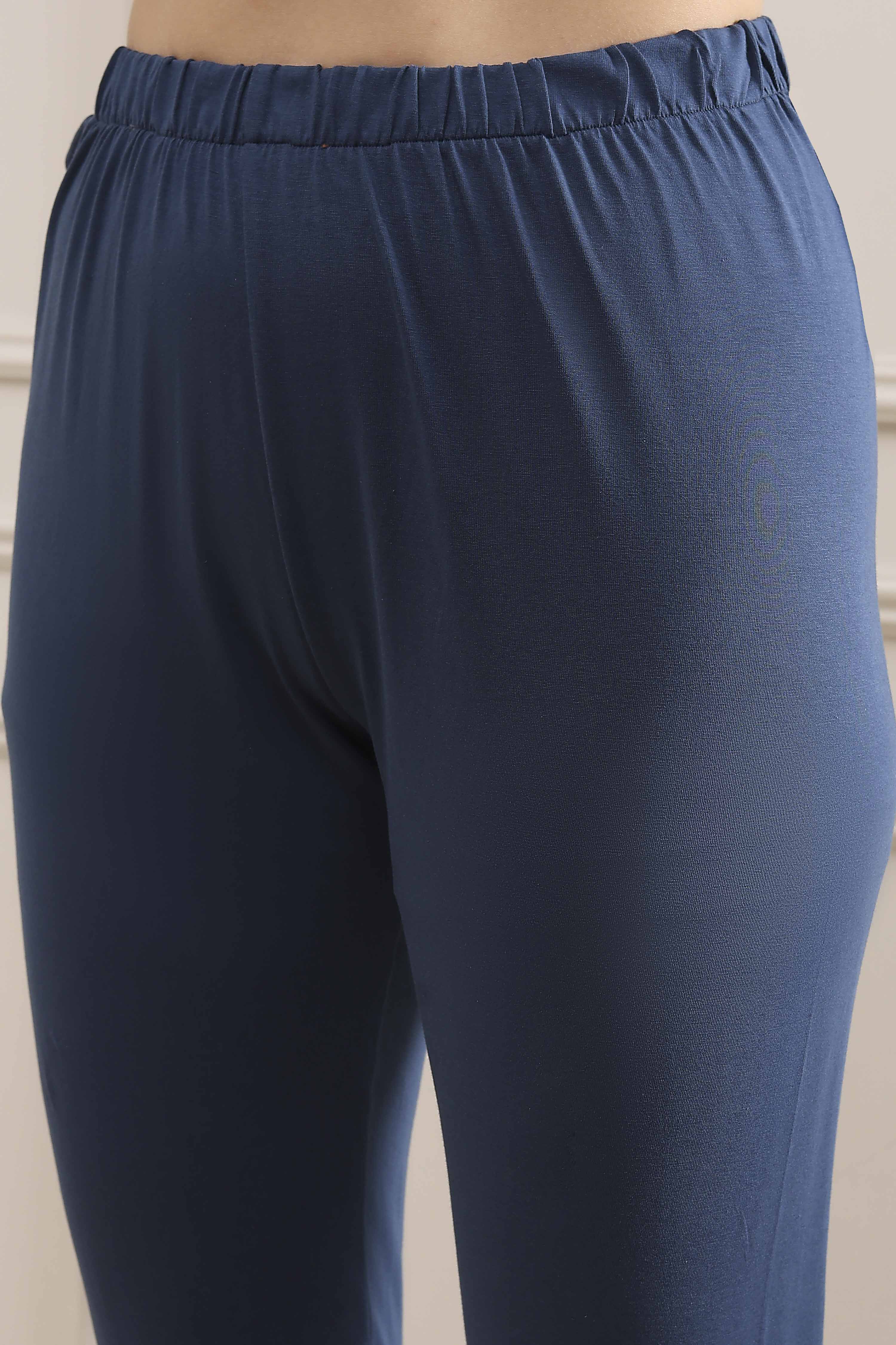 Indigo Cotton Printed Anarkali Suit Set image number 2