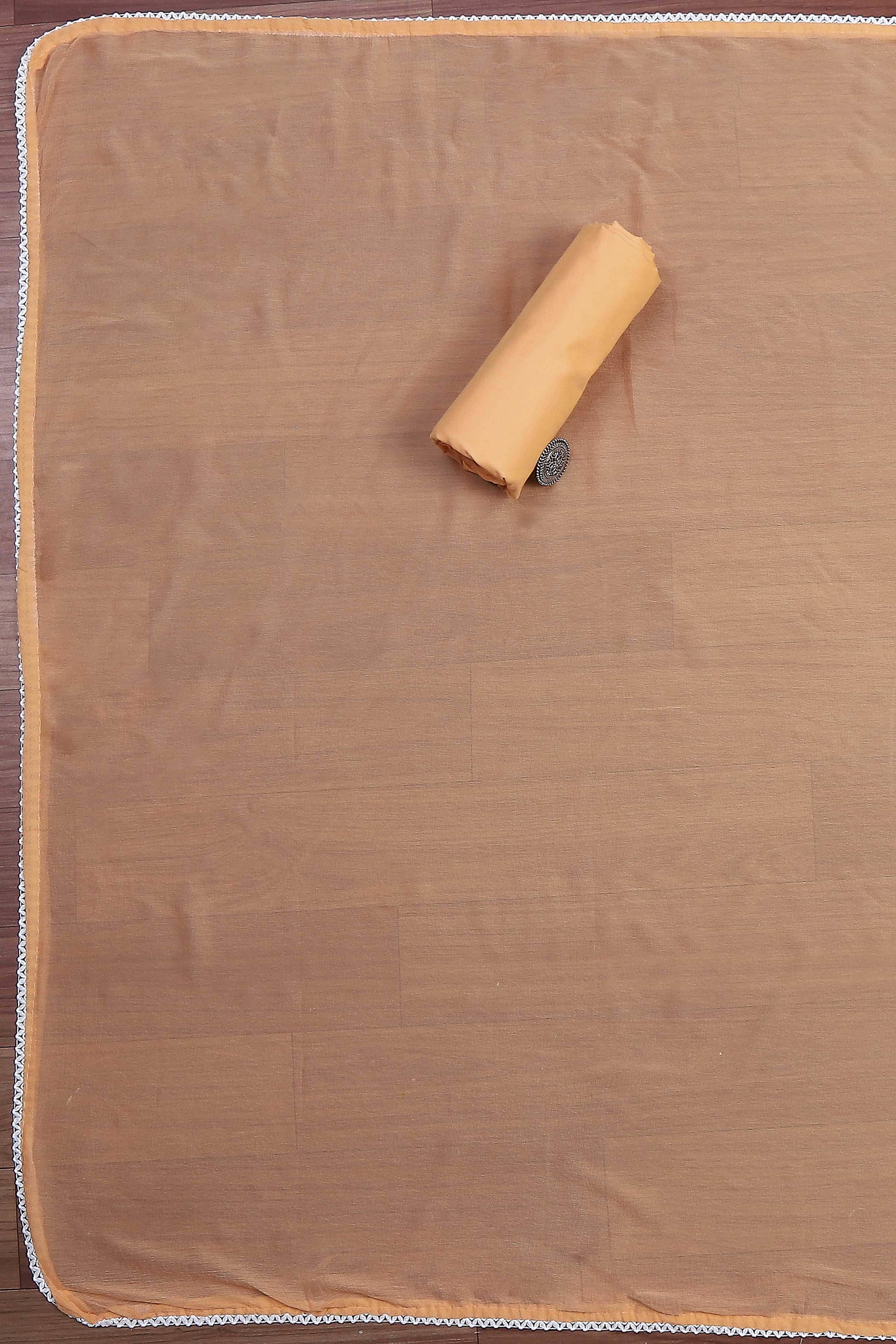 Ochre Cotton Rajasthani Print Unstitched Suit Set image number 3