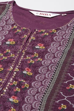 Purple Art Silk Sharara Kurta Garara Suit Set image number 1