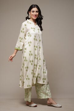 Natural Green Rayon Straight Printed 3 Piece Set image number 4