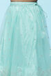 Mint Poly Viscose Short Kurta Lehenga Suit Set image number 2