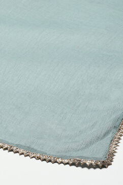 Sea Green Cotton Handloom Unstitched Suit Set image number 4