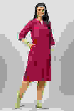 Berry Pink  LIVA Straight Yarndyed Kurta image number 4