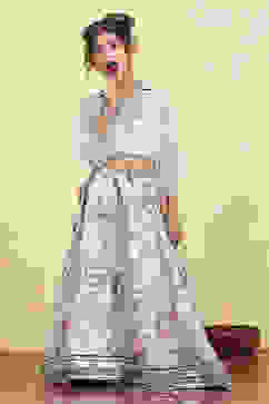 Blue Georgette Dyed Relaxed Lehenga Set image number 6