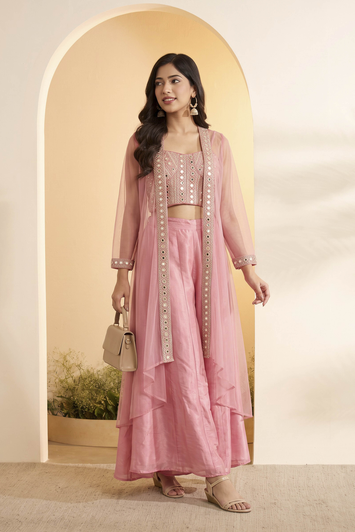 Pink Viscose Rayon Kalidar Fusion Set