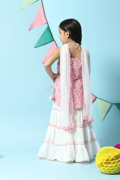 Pink & White Cotton Straight Kurta Sharara Suit Set image number 4