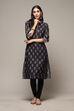 Black Cotton Straight Kurta Churidar Suit Set image number 6