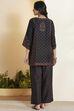 Black Viscose Blend Printed Straight Kurta Set image number 6
