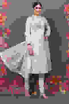 Rohit Bal Cream Cotton Silk Straight Yarndyed Suit Set image number 0