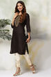 Black Rayon Straight Kurta Pants Set image number 5