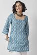 Blue Cotton Printed Straight Short Kurti image number 6