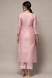 Pastel Pink Chanderi Blend Unstitched Suit set image number 6