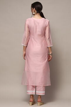 Pastel Pink Chanderi Blend Unstitched Suit set image number 6