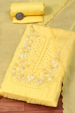 Yellow Organza Unstitched Suit set image number 0
