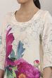 White & Pink Floral Printed Straight Suit Set image number 1