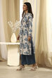 Beige and Teal Pure Cotton Straight Kurta Set image number 3