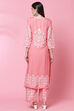 Pink LIVA Straight Kurta image number 4