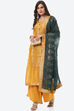 Green Art Silk Easy Stitch Suit Set image number 7