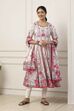 White Cotton Floral Printed Kalidar Suit Set image number 6