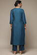 Blue Rayon Straight Kurta Pant Suit Set image number 4