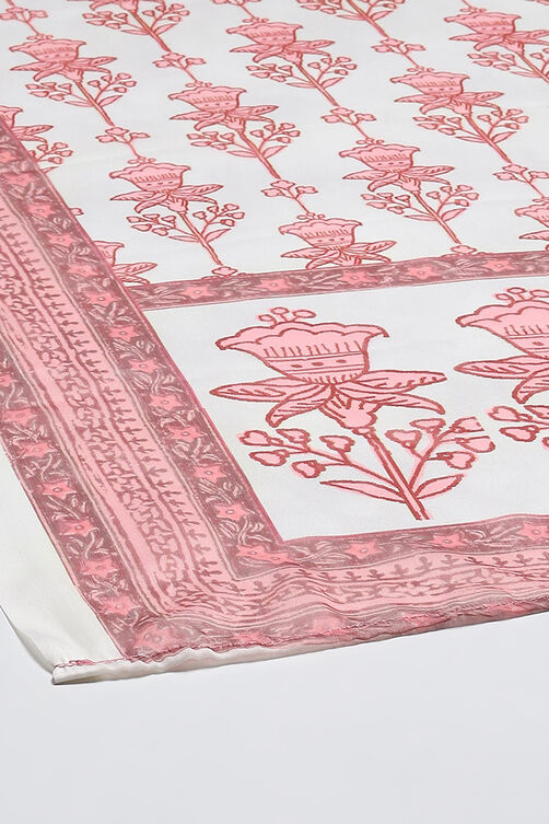 Peach Silk Blend Digital Print Unstitched Suit Set image number 4