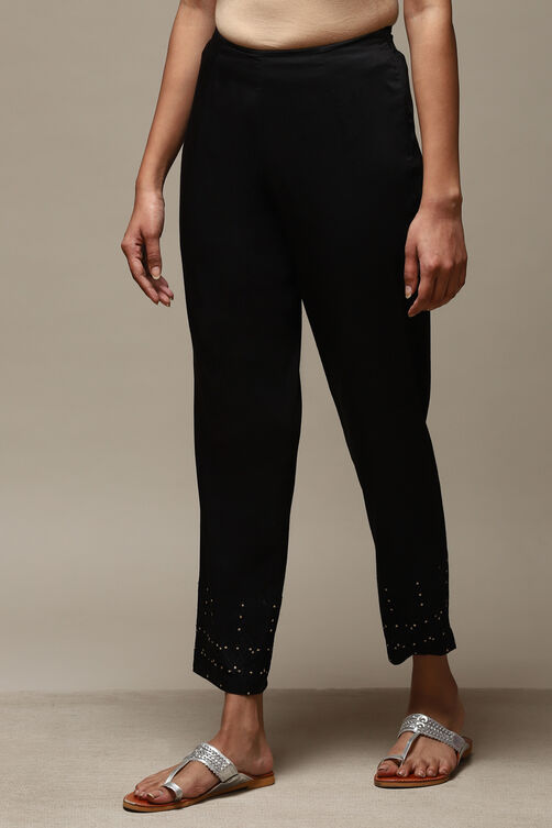 Black Viscose Yarndyed Narrow Pant image number 2