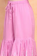 Pink Cotton Embroidered Peplum Suit Set image number 2