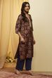 Maroon Polyester Straight Kurta image number 3