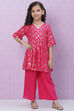 Pink Berry Rayon Straight Printed Top