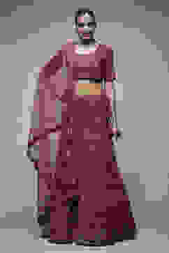 Wine Viscose Lehenga Set image number 5