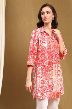 Fuchsia Viscose Straight Kurti image number 4