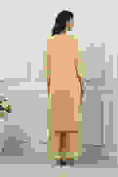 Yellow Zari Cotton Tissue Straight Suit Set image number 3