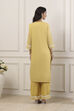 Yellow Zari Cotton Tissue Straight Suit Set image number 3