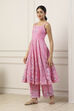 Pink Cotton Floral Printed Kalidar Suit Set image number 6