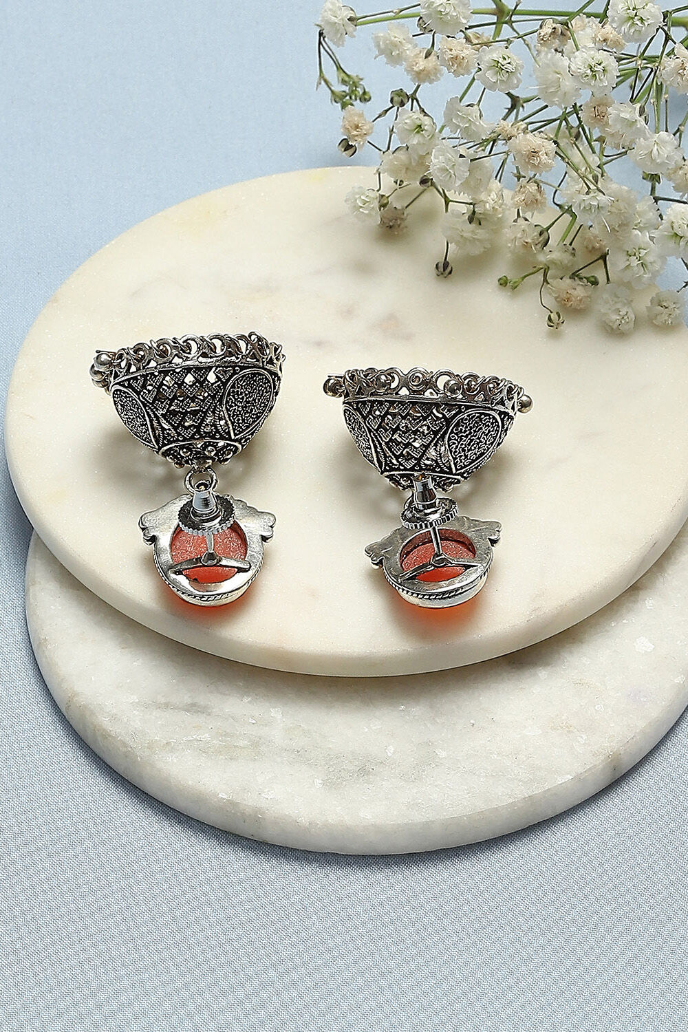 Orange Brass Earrings image number 2