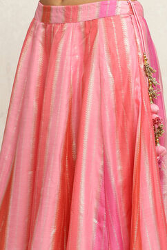 Pink Printed Flared Festive Lehenga Set image number 2