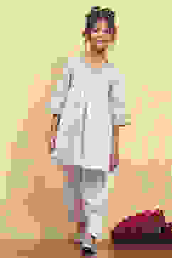 White Viscose Rayon Printed Anarkali Kurta Pants Set image number 6