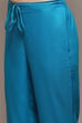 Turquoise Rayon Gathered Yarndyed Kurta Afgan Pant Suit Set image number 2